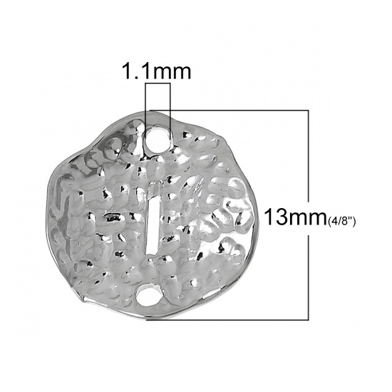 Immagine di Lega di Zinco Connettore Accessori Irregolare Tono Argento Lettera Disegno I Filigrana 13mm x 13mm, 10 Pz