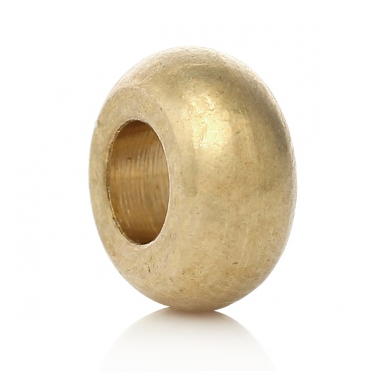 Picture of Brass Spacer Beads Barrel Brass Unplated Original Color About 7mm( 2/8") x 3mm( 1/8"), Hole:Approx 3.2mm, 200 PCs