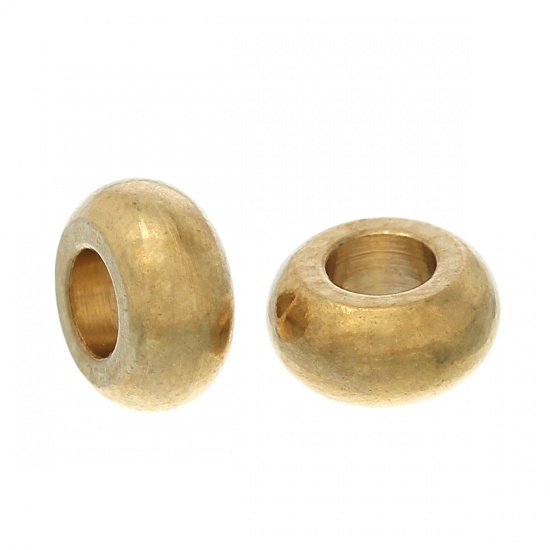 Picture of Brass Spacer Beads Barrel Brass Unplated Original Color About 7mm( 2/8") x 3mm( 1/8"), Hole:Approx 3.2mm, 200 PCs