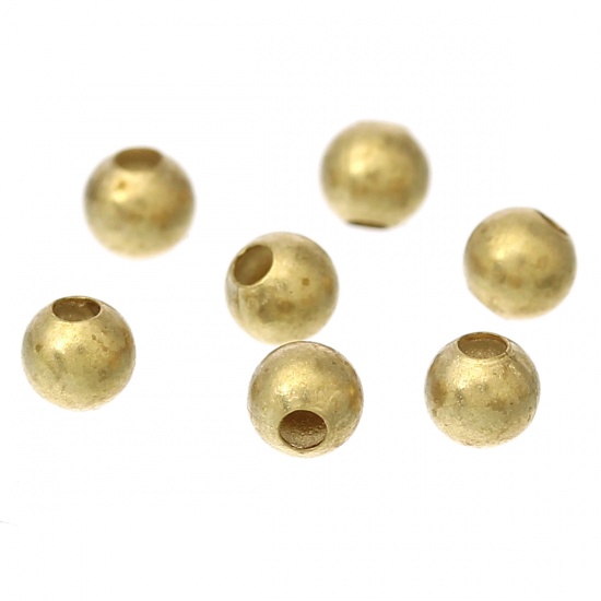 Picture of Brass Seed Beads Round Brass Unplated Original Color Hollow About 3mm( 1/8") Dia, Hole: Approx 1.2mm, 2000 PCs                                                                                                                                                