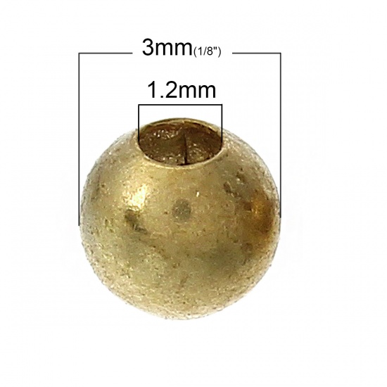 Picture of Brass Seed Beads Round Brass Unplated Original Color Hollow About 3mm( 1/8") Dia, Hole: Approx 1.2mm, 2000 PCs                                                                                                                                                