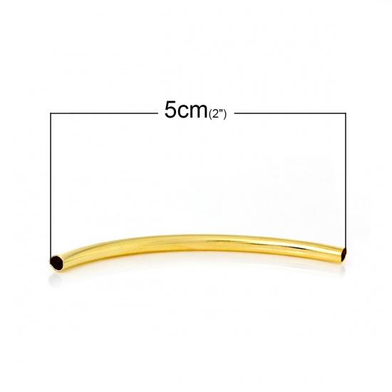 Bild von Messing Perlen Tube Vergoldet ca. 50mm x 3mm, Loch:ca. 2.4mm, 100 Stücke                                                                                                                                                                                      