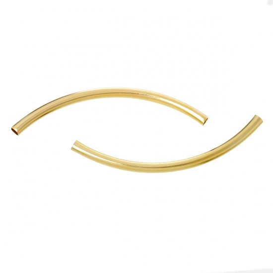 Picture of Copper Spacer Beads Tubes Gold Plated About 50.0mm(2") x 3.0mm( 1/8"), Hole:Approx 2.4mm, 100 PCs