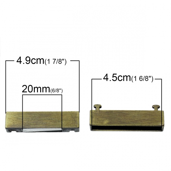Bild von Zinklegierung Magnetverschluss Rechteck Bronzefarbe 4.9cm x1.9cm, 3 Sets