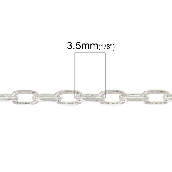 Picture of Brass Soldered Link Cable Chain Findings Silver Plated 3.5x2mm(1/8"x1/8"), 5 M                                                                                                                                                                                