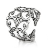 Picture of Copper Adjustable Rings Filigree Stamping Antique Silver Hollow 16.7mm( 5/8") (US Size 6.25), 20 PCs