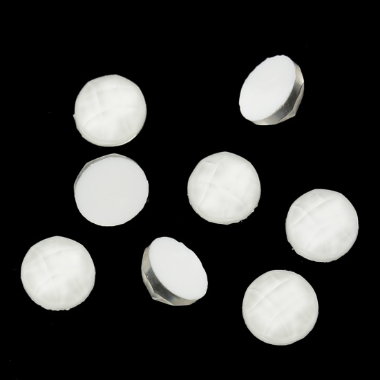 Picture of Resin Dome Cabochon Round White Transparent Faceted 6mm( 2/8") Dia, 100 PCs