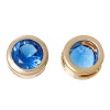 Picture of Brass & Cubic Zirconia Spacer Beads For DIY Jewelry Making 14K Gold Color Blue Round Cubic Zirconia 6mm Dia., Hole: Approx 3.2mm x1.2mm, 2 PCs