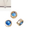 Picture of Brass & Cubic Zirconia Spacer Beads For DIY Jewelry Making 14K Gold Color Blue Round Cubic Zirconia 6mm Dia., Hole: Approx 3.2mm x1.2mm, 2 PCs