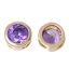 Immagine di Ottone & Zircone Cubico Perline per la Creazione di Gioielli con Ciondoli Fai-da-te Colore Oro 14K Colore Viola Tondo Zircone Intarsiato 6mm Dia., Foro:Circa 3.2mm x 1.2mm, 2 Pz