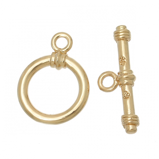 Immagine di Ottone Alternare Fermagli Tondo Colore Oro 14K 22x8mm( 7/8" x 3/8") 18x14mm( 6/8" x 4/8") 3 Seri