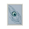 Picture of Wood Embellishments Scrapbooking Postage Stamp Lightblue Peacock Feather Pattern 39mm(1 4/8") x 29mm(1 1/8"), 30 PCs