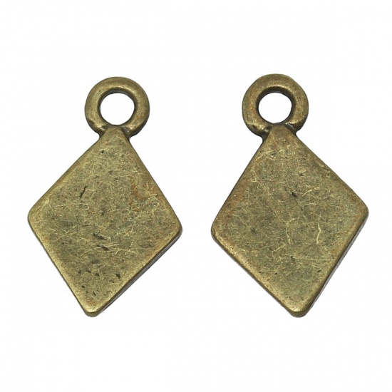 Image de Pendentifs en Alliage de Zinc Losange Bronze Antique 13mm x 8mm, 200 Pcs