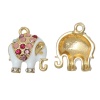 Imagen de Colgantes Aleación Animal Elefante , Chapado en Oro Blanco Multicolor Rhinestone Con Brillantito 18mmx 15mm, 5 Unidades