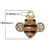 Picture of Zinc Metal Alloy Charm Pendants Bees Animal Gold Plated Clear Rhinestone Orange & Black Enamel 18mm( 6/8") x 17mm( 5/8"), 10 PCs