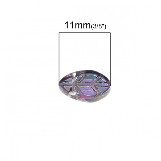 Изображение Стеклянные Бусины, Лист, золотой и AB цвет 11mm x6mm - 11mm x7mm, 0.8мм, 50 ШТ