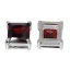 Picture of Copper Slide Beads Square Silver Tone Pave Red Cubic Zirconia About 14mm( 4/8") x 14mm( 4/8"), 3 PCs
