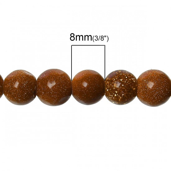Immagine di (Grado D) Sabbia d'Oro ( Artificiale) (Sintetico) Perline Tondo Colore del Caffè Circa 8mm, Foro: Circa 1mm, lunghezza: 37.2cm 1 Filo (Circa 48 Pezzi/Treccia)