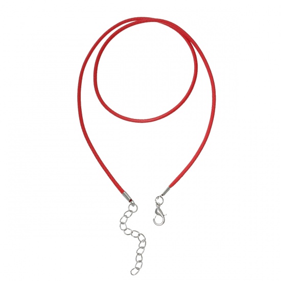 Immagine di Corda della Cera Collana Rosso Con Aragosta Fermagli Fibbia e Catena di Estensione lunghezza:47cm 10 Pz
