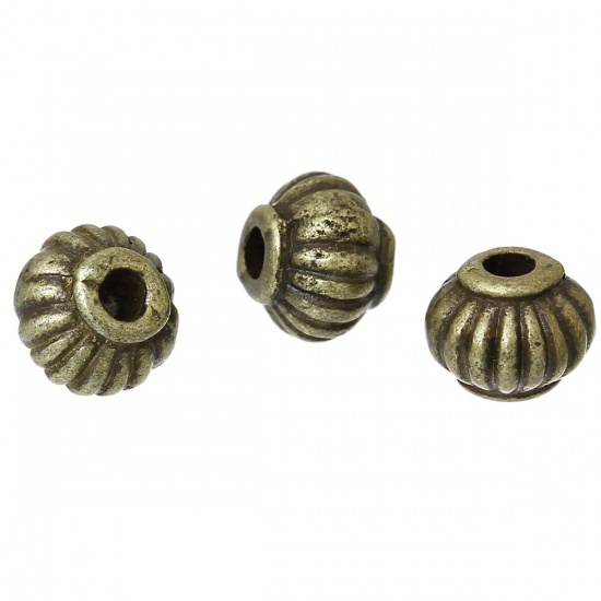 Picture of Spacer Beads Pumpkin Shape Antique Bronze About 5mm x 4mm, Hole:Approx 1.3mm, 300 PCs