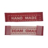 Image de Étiquette Imprimée Tissée Applique Tissu pr Scrapbooking Polyester Rectangle Rouge Gravé Caractère " Hand Made " 45.0mm x 10.0mm, 100 Pcs