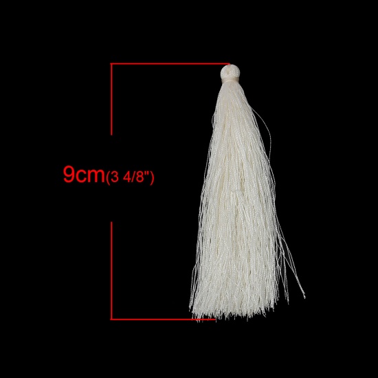 Picture of Polyester Silky Tassel Creamy-White 9cm(3 4/8") long, 10 PCs