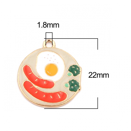 Picture of Zinc Based Alloy Charms Egg Gold Plated Multicolor Food Enamel 22mm x 20mm, 10 PCs