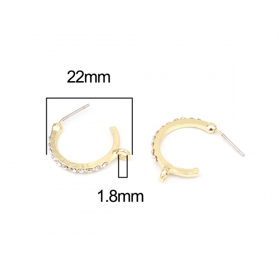 Zinc Based Alloy Hoop Earrings Findings C Shape 22mm x 20mm, Post/ Wire Size: (22 gauge), 6 PCs の画像