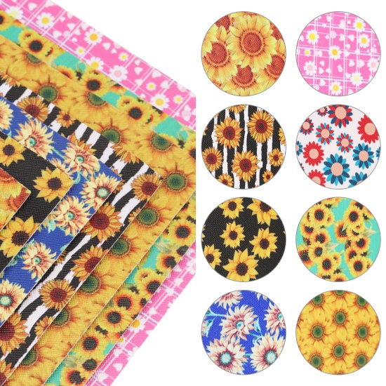 Image de Kit d'Accessoires Matériels pour DIY Pendentifs Boucles d'Oreilles en PU Multicolore Fleurs de Soleil 21cm x 16cm, 1 Kit