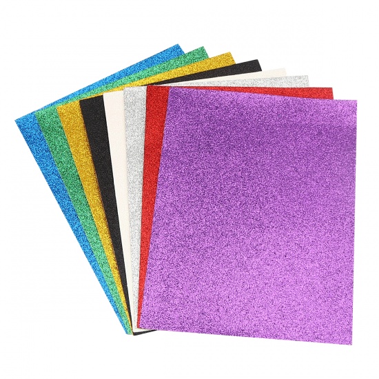 Picture of PU Leather Material Accessory Set For DIY Earings Pendants Multicolor Glitter 21cm x 16cm, 1 Set