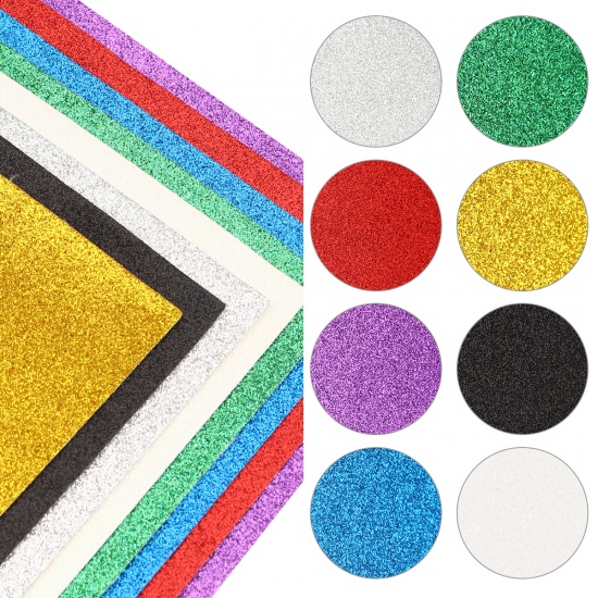 Image de Kit d'Accessoires Matériels pour DIY Pendentifs Boucles d'Oreilles en PU Multicolore Brillant Paillettes 21cm x 16cm, 1 Kit