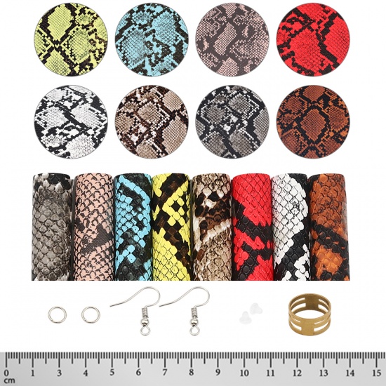 Picture of PU Leather Material Accessory Set For DIY Earings Pendants Multicolor 21cm x 16cm, 1 Set