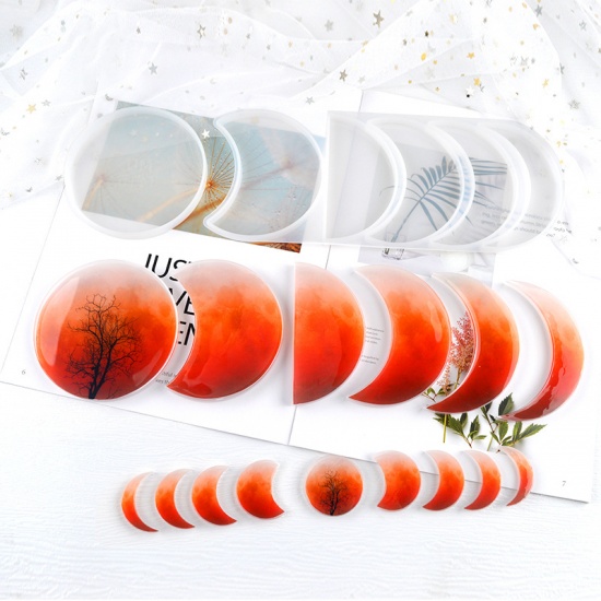 Picture of Silicone Resin Mold For Jewelry Making Moon White 1 Piece