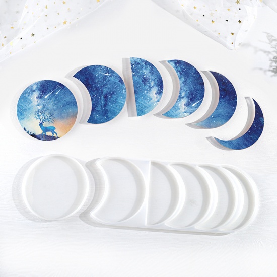Picture of Silicone Resin Jewelry Craft Filling Material Blue  Moon 1 Packet