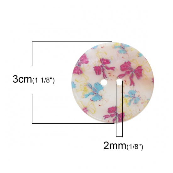 ナチュラル 貝ボタン フラワー シェルボタン 手芸 縫製用 円形 多色 ちょう結び 2穴 3cm 直径、 12 個 の画像