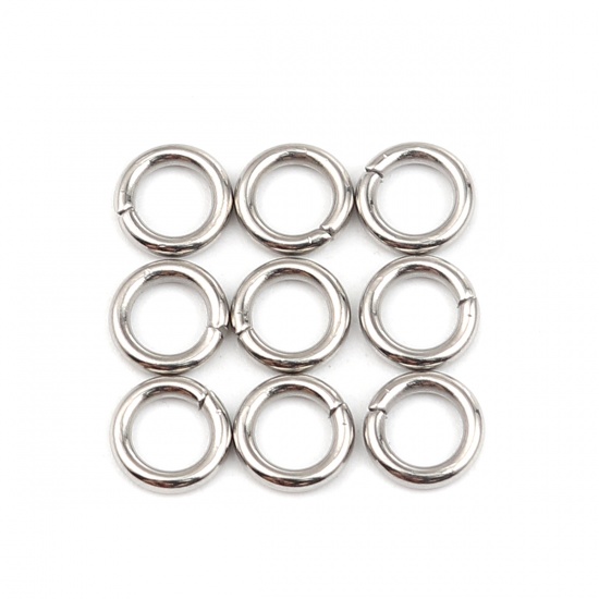 Immagine di 1.5mm 304 Stainless Steel Closed Soldered Jump Rings Findings Round Silver Tone 8mm Dia., 100 PCs