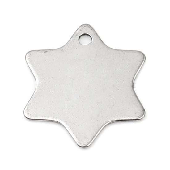 Picture of 304 Stainless Steel Galaxy Blank Stamping Tags Charms Star Silver Tone One-sided Polishing 20mm x 18mm, 10 PCs