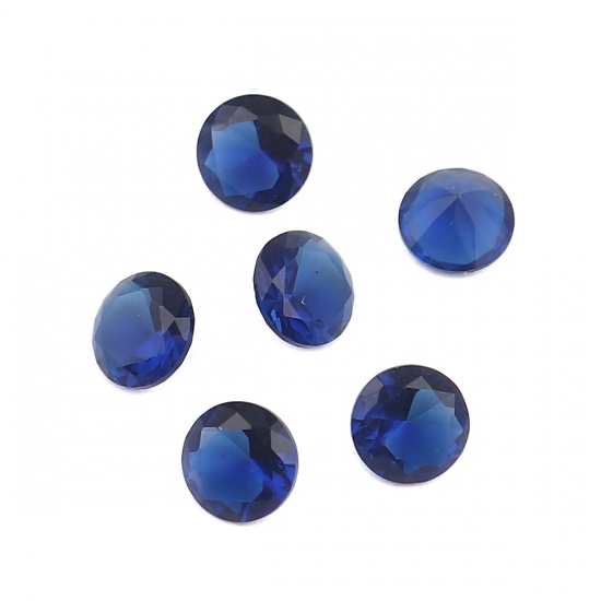 Изображение Cubic Zirconia Birthstone Rhinestone Royal Blue Round September Faceted 6mm Dia., 10 PCs