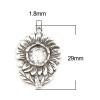 Picture of Zinc Based Alloy Cabochon Settings Charms Sunflower Antique Silver Color (Fits 8mm Dia.) 29mm x 21mm, 10 PCs