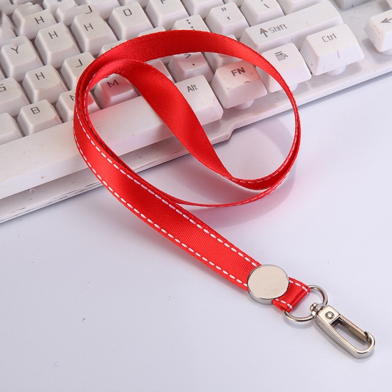 Picture of Polyester ID Holder Neck Strap Lanyard Red Gold Plated 46cm, 1 Piece