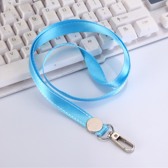 Picture of Polyester ID Holder Neck Strap Lanyard Light Blue Gold Plated 46cm, 1 Piece
