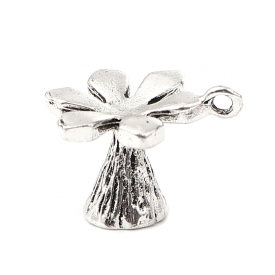 Picture of Zinc Based Alloy Charms Daffodil Flower Antique Silver Color 24mm x 18mm, 3 PCs