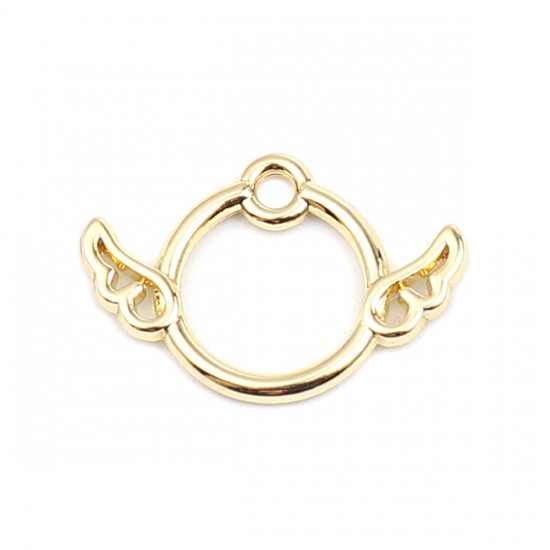 Immagine di Zinc Based Alloy Charms Circle Ring Gold Plated Wing 19mm x 13mm, 20 PCs