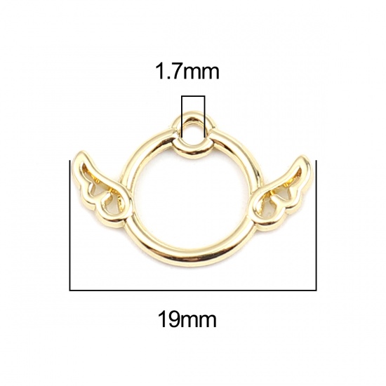Immagine di Zinc Based Alloy Charms Circle Ring Gold Plated Wing 19mm x 13mm, 20 PCs