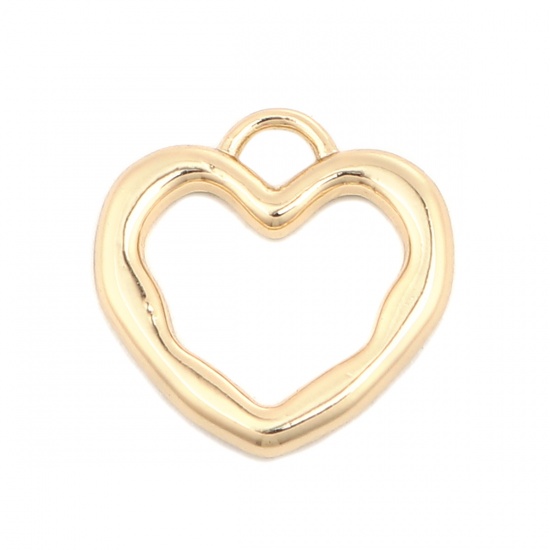 Picture of Zinc Based Alloy Valentine's Day Charms Heart Gold Plated 17mm x 17mm, 10 PCs