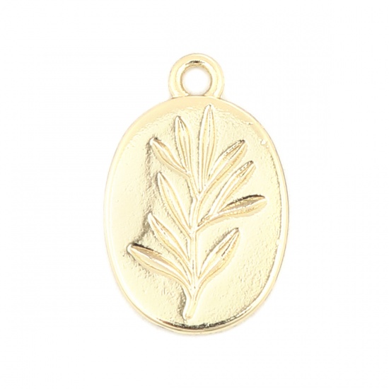 Immagine di Zinc Based Alloy Charms Oval Gold Plated Branch 21mm x 14mm, 10 PCs