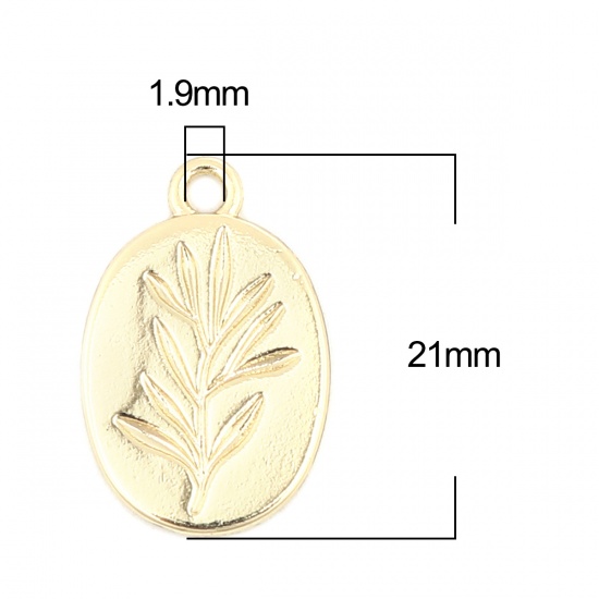 Immagine di Zinc Based Alloy Charms Oval Gold Plated Branch 21mm x 14mm, 10 PCs