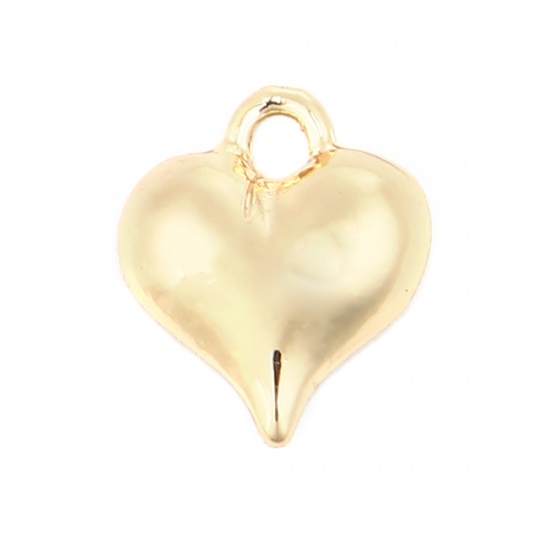 Picture of Zinc Based Alloy Valentine's Day Charms Heart Gold Plated 14mm x 11mm, 10 PCs