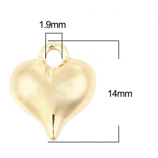 Bild von Zinklegierung Valentinstag Charms Herz Vergoldet 14mm x 11mm, 10 Stück