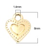 Immagine di Zinc Based Alloy Valentine's Day Charms Heart Gold Plated 8mm x 7mm, 20 PCs